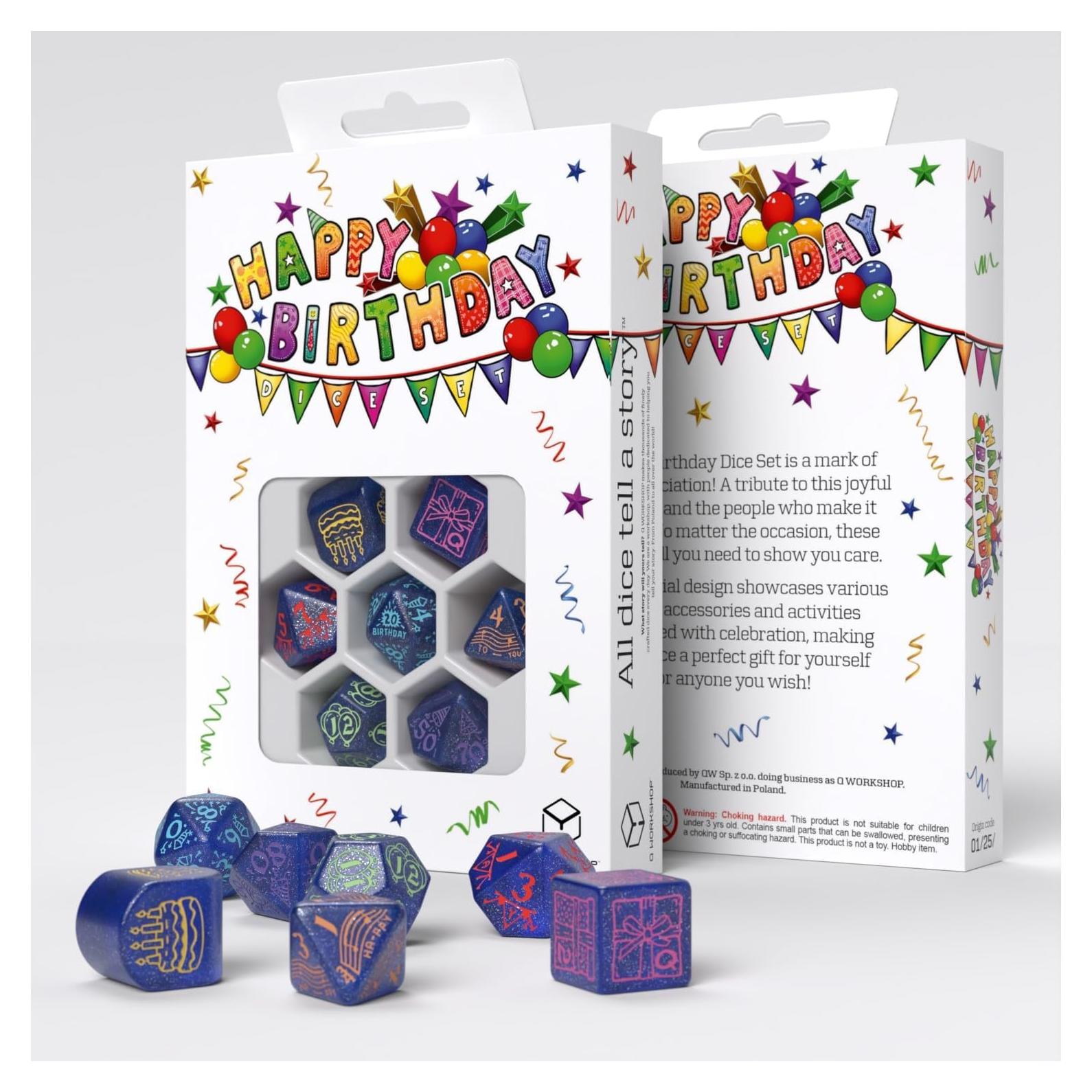 Juego de Dados de Cumpleaños Feliz Q-Workshop 7 Piezas