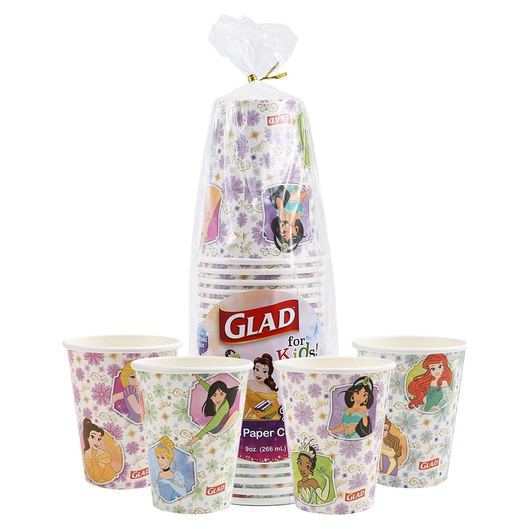 Vasos de Papel Desechables Glad para Niños - Princesas Disney 9 oz