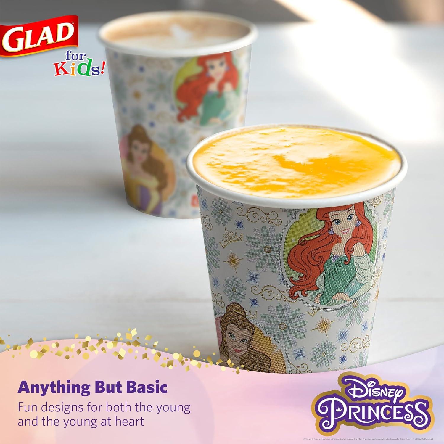 Vasos de Papel Desechables Glad para Niños - Princesas Disney 9 oz