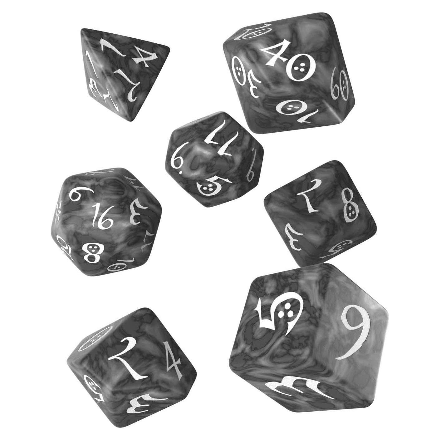 Conjunto de Dados RPG Q-Workshop Ahumado y Blanco 7 Piezas