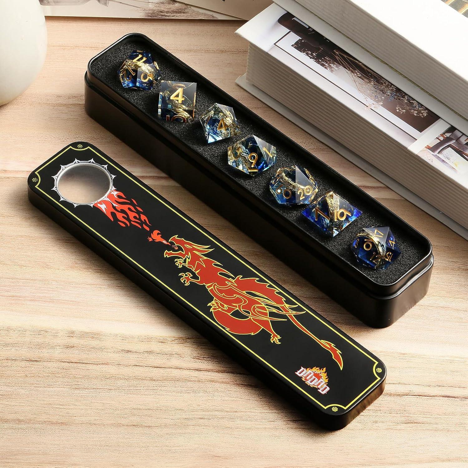 Conjunto de Dados DNDND Swirl Azul con Estuche de Regalo