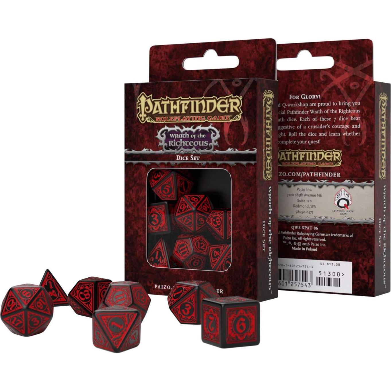 Dados Ornamentados Pathfinder Wrath of the Righteous Q WORKSHOP - 7 Piezas
