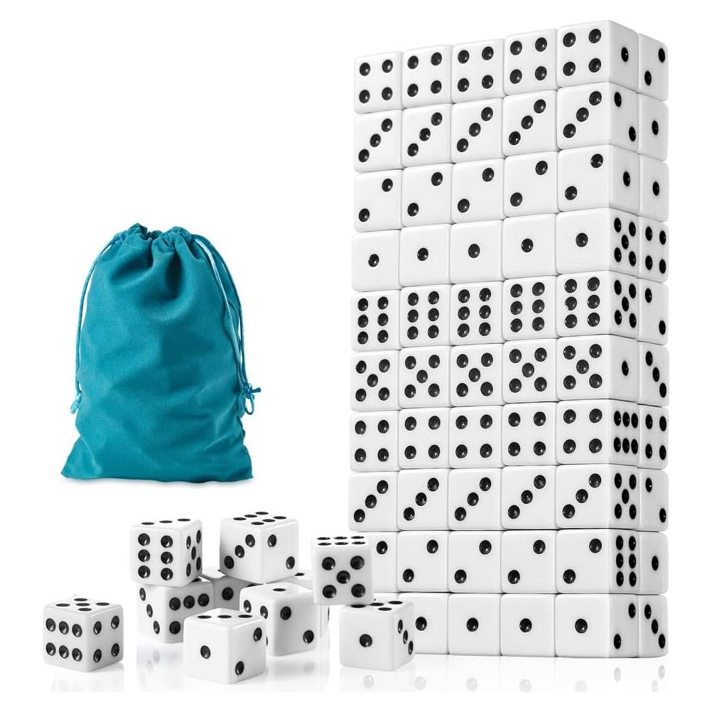 Juego de Dados de 100 Piezas SLSESIN 16MM Blancos Opaques