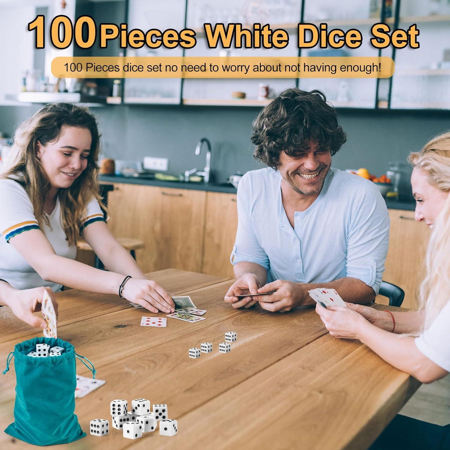 Juego de Dados de 100 Piezas SLSESIN 16MM Blancos Opaques