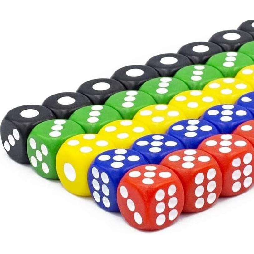 Juego de Dados 30PCS 16mm 6 Colores Bordes Redondeados ELakiss