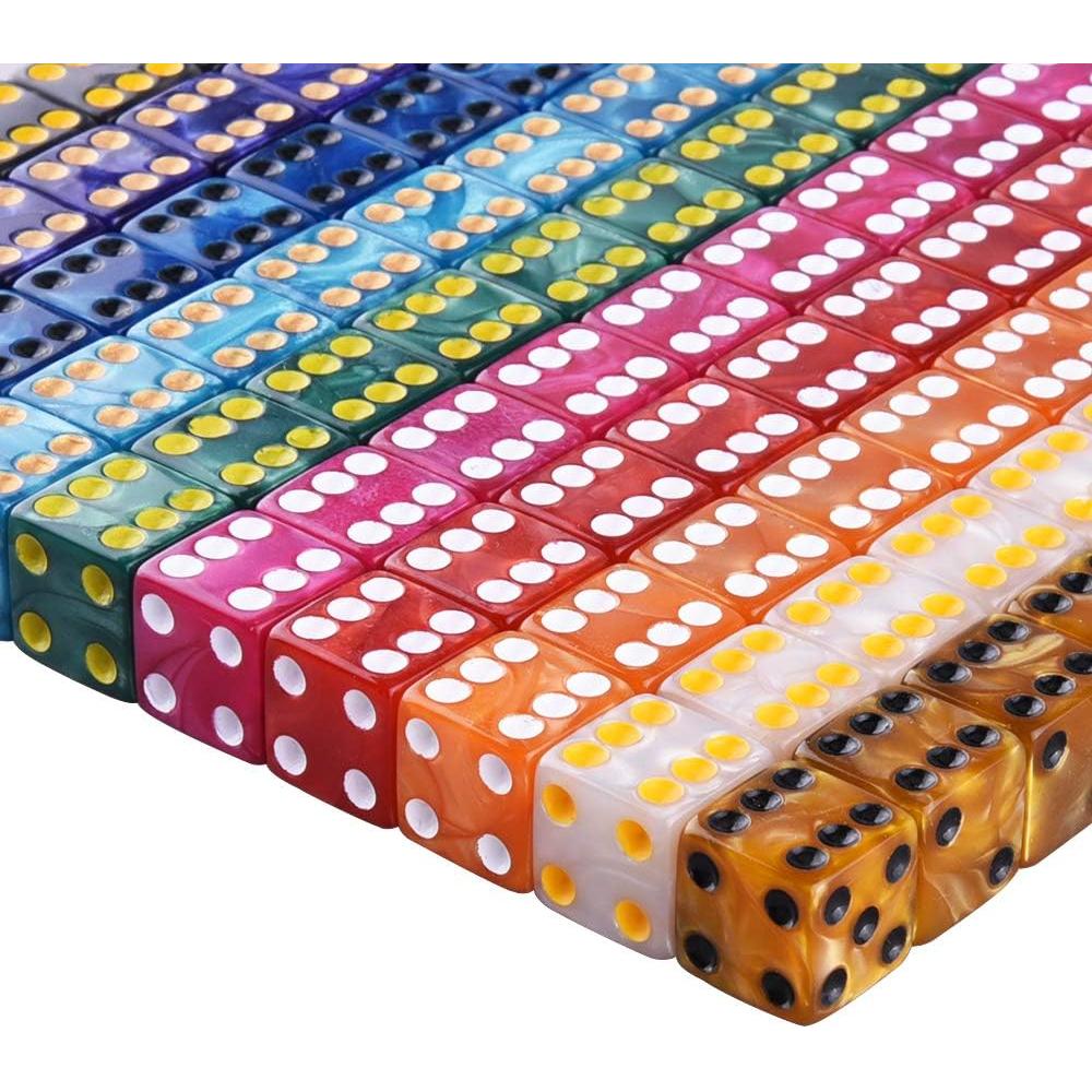 Juego de Dados AUSTOR 100 Piezas 6 Caras Colores Perla 16mm