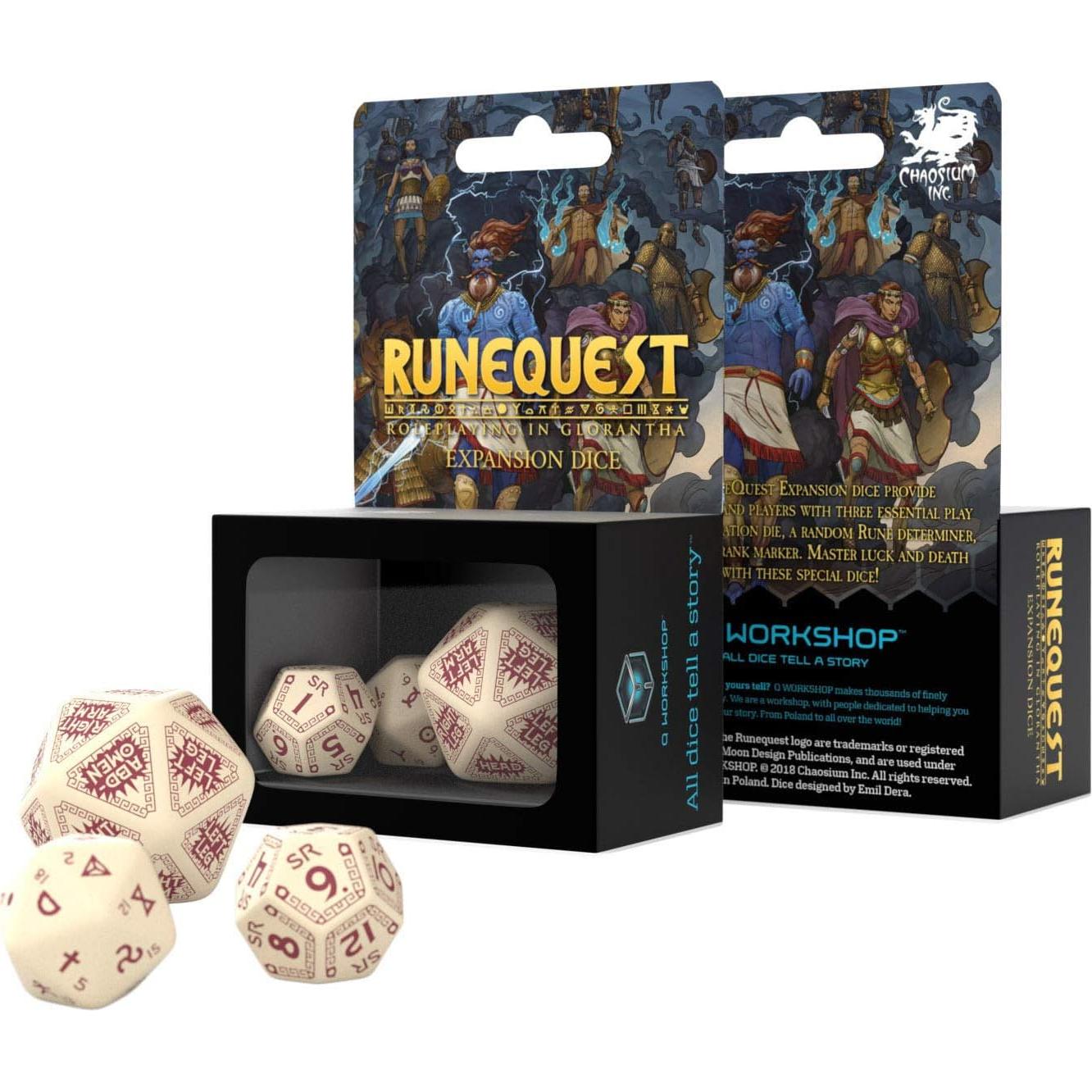 Juego de Dados RuneQuest Q Workshop Beige/Borgoña (7 piezas)