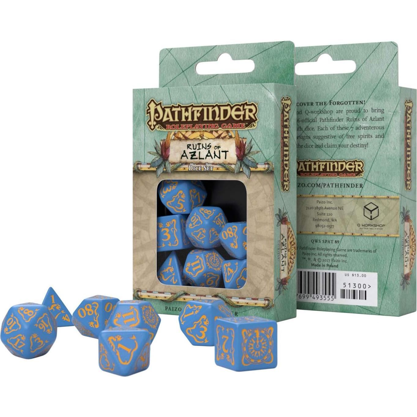 Juego de Dados Poliedricos Q WORKSHOP Pathfinder Ruins of Azlant 7 Piezas