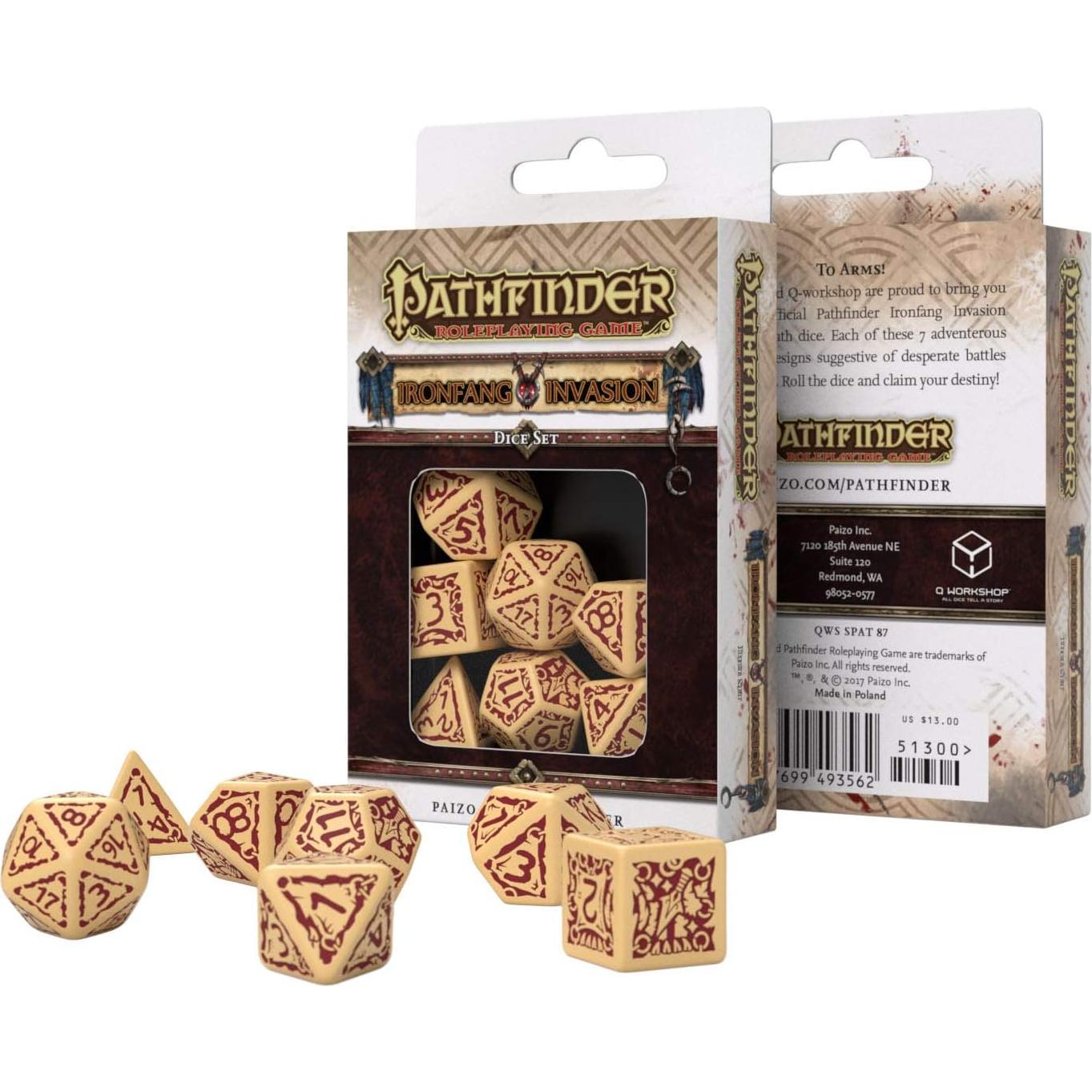 Conjunto de Dados Poliedricos Q WORKSHOP Pathfinder Invasión de Ironfang 7 Piezas