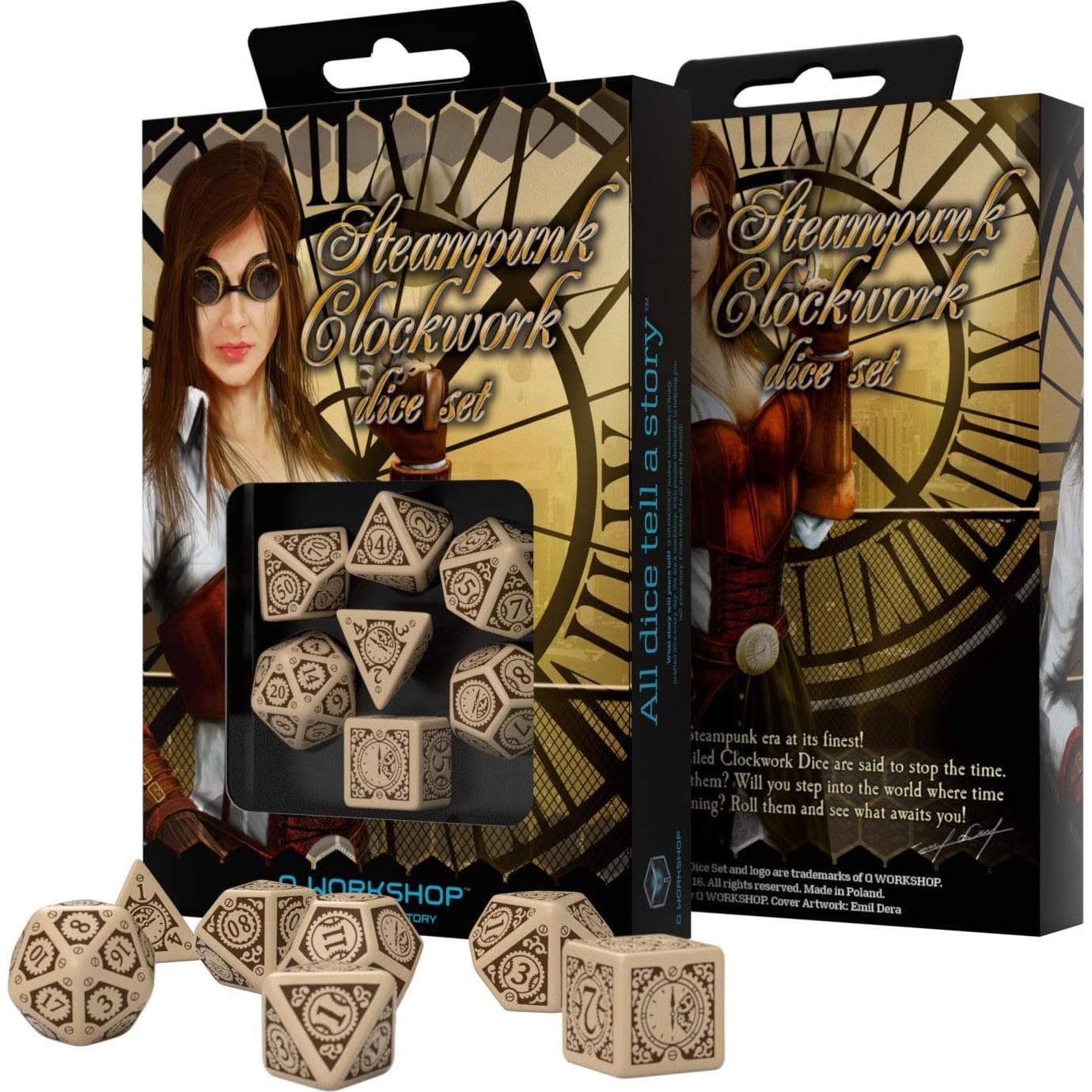 Juego de Dados Q-Workshop Reloj de Vapor 7 Piezas