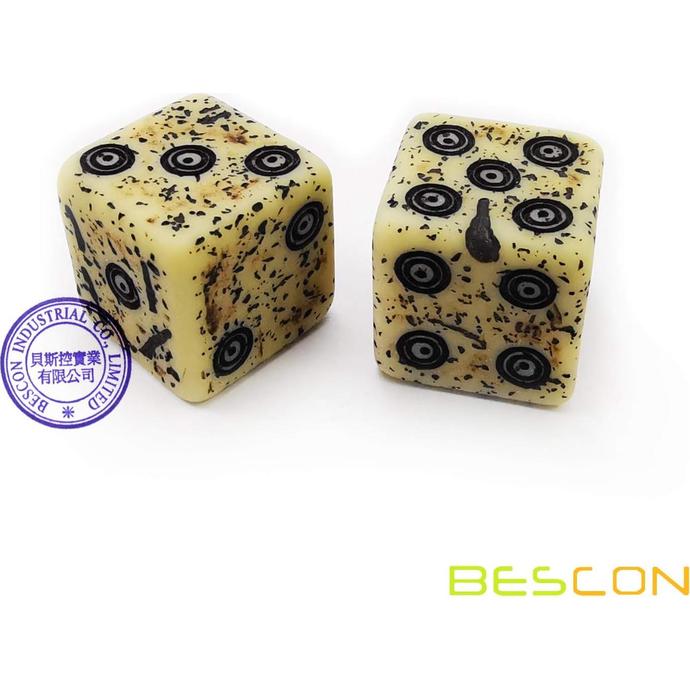 Dados D6 de Hueso Antiguo Bescon 16mm Set de 12 Piezas