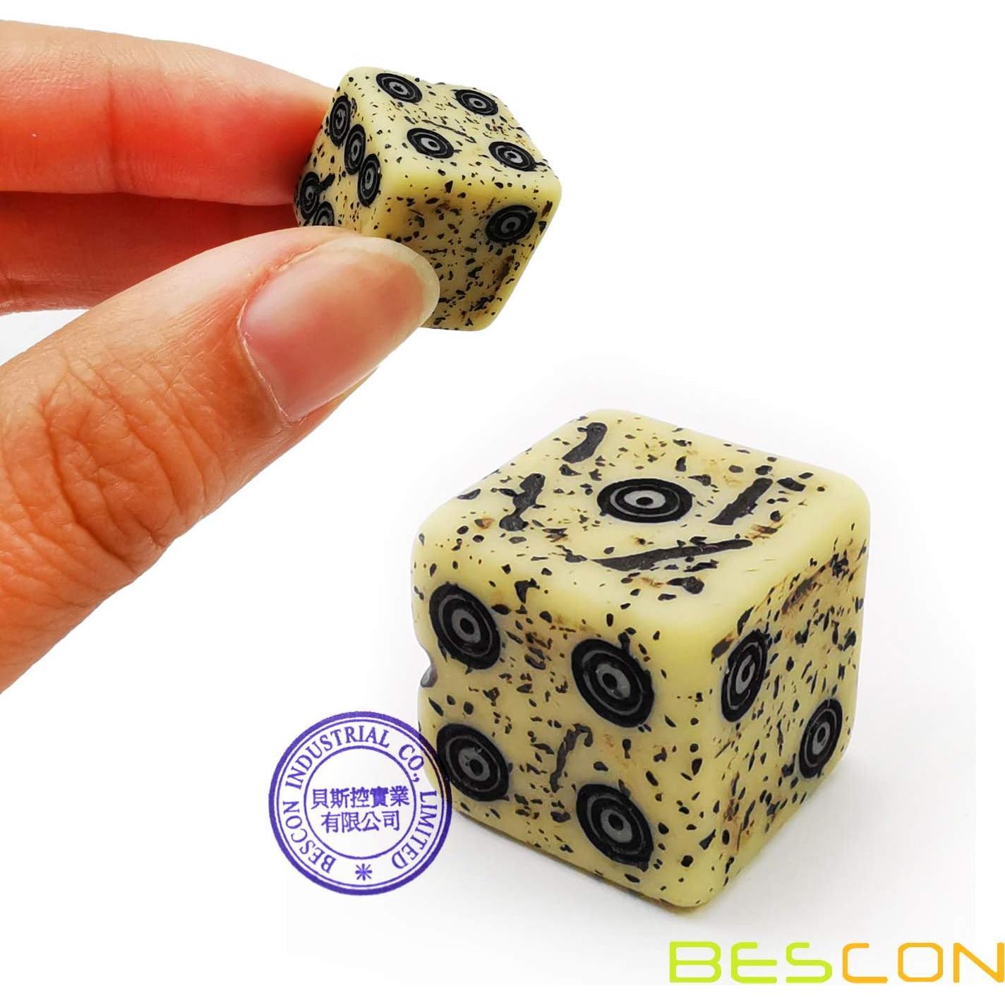 Dados D6 de Hueso Antiguo Bescon 16mm Set de 12 Piezas