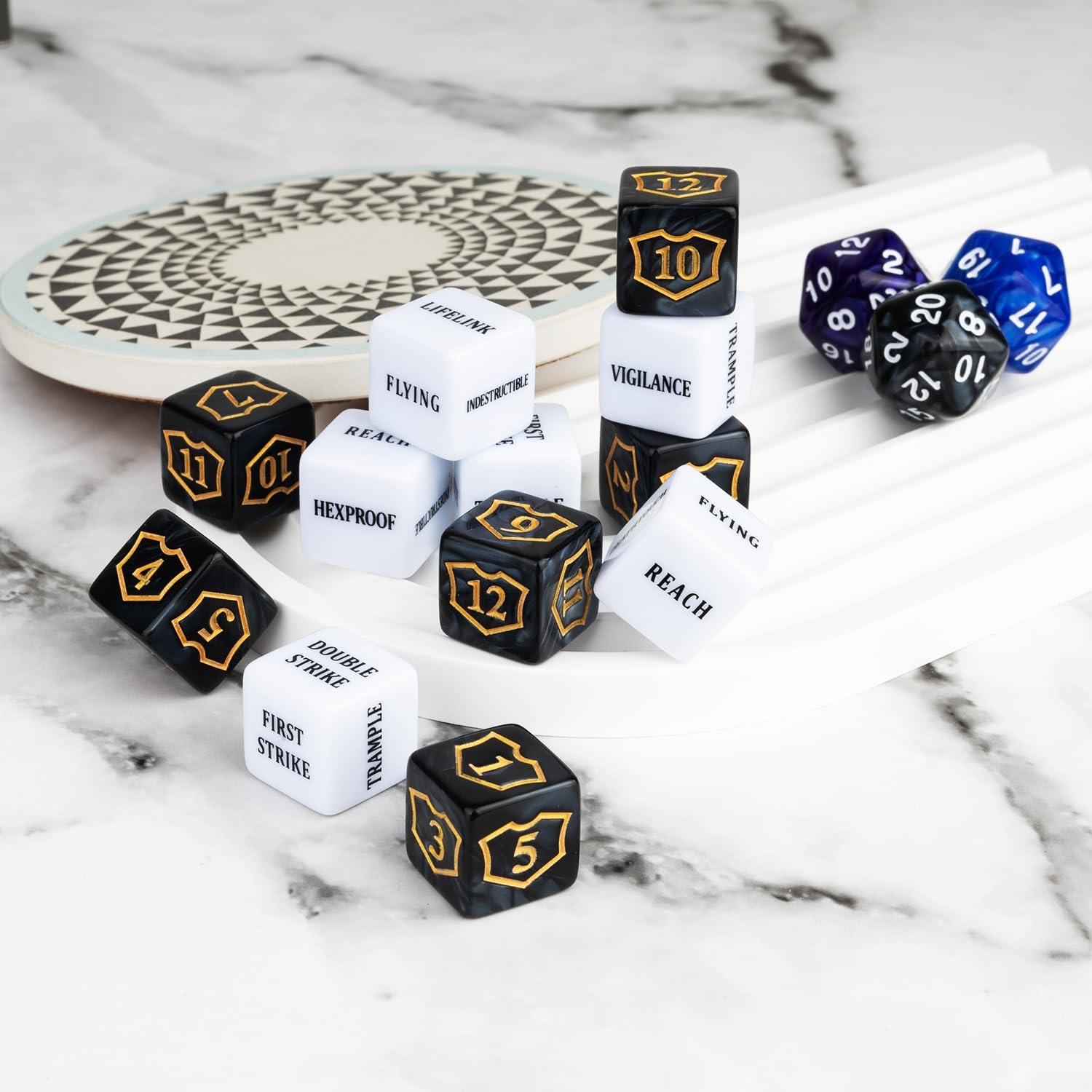 Set de 63 Contadores de Dados MTG con Bolsa de Terciopelo