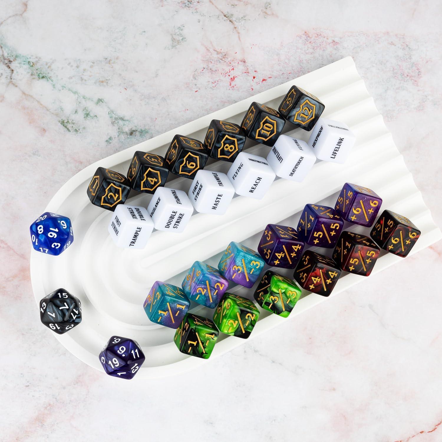 Set de 63 Contadores de Dados MTG con Bolsa de Terciopelo