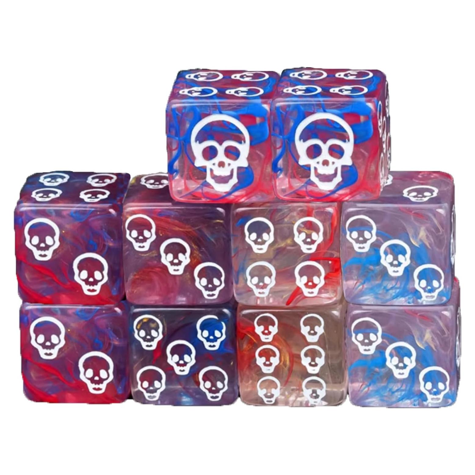 Dados Calavera 10 Piezas 16mm Qomamount para Juegos de Mesa