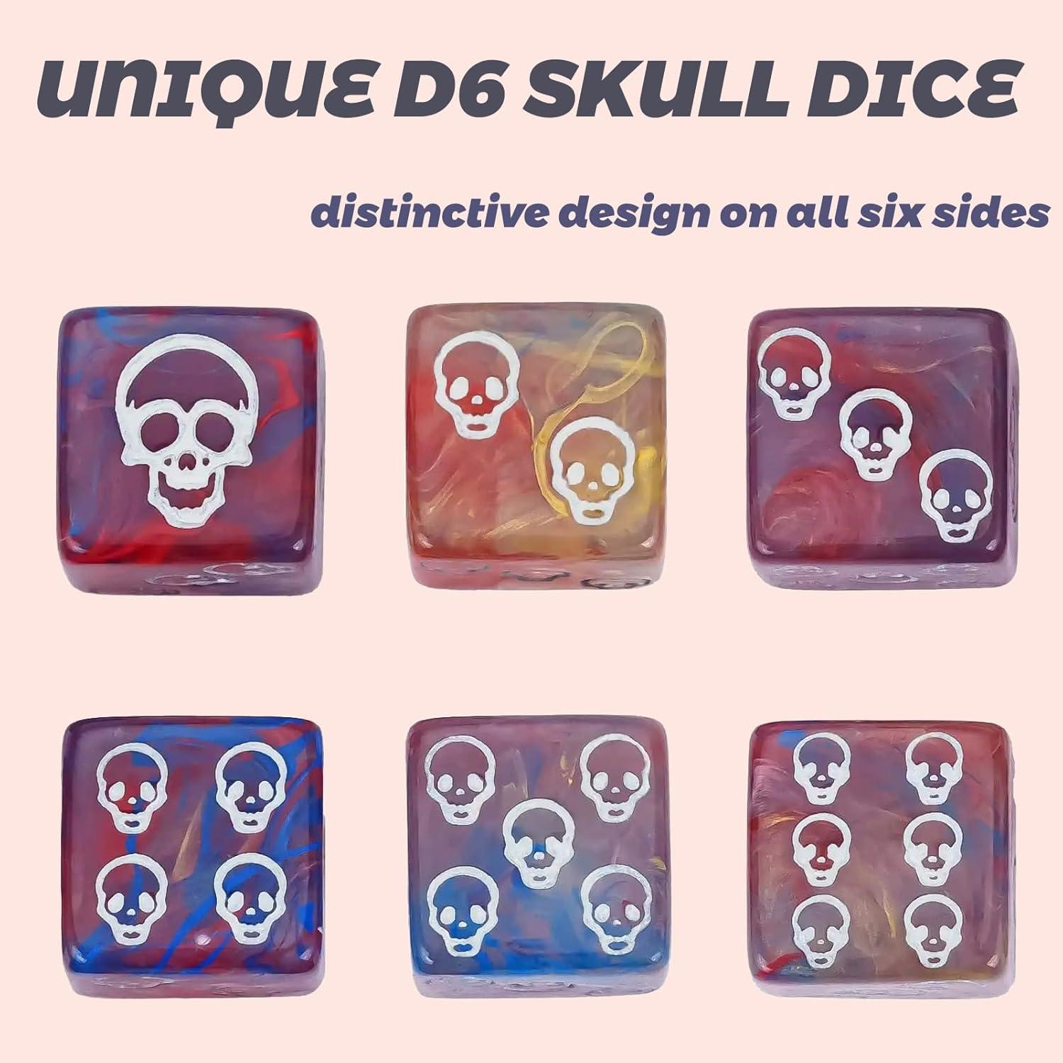 Dados Calavera 10 Piezas 16mm Qomamount para Juegos de Mesa