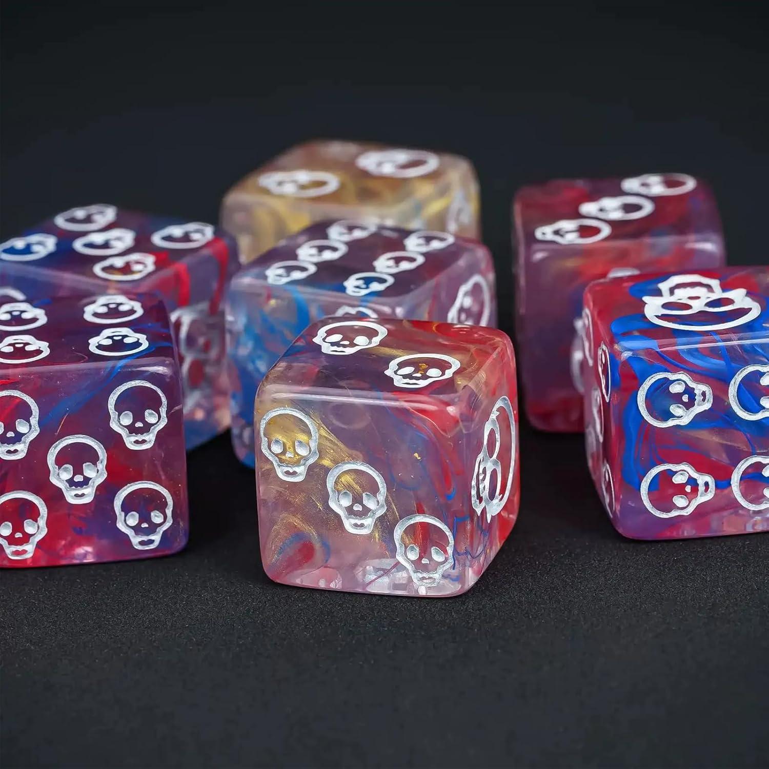 Dados Calavera 10 Piezas 16mm Qomamount para Juegos de Mesa