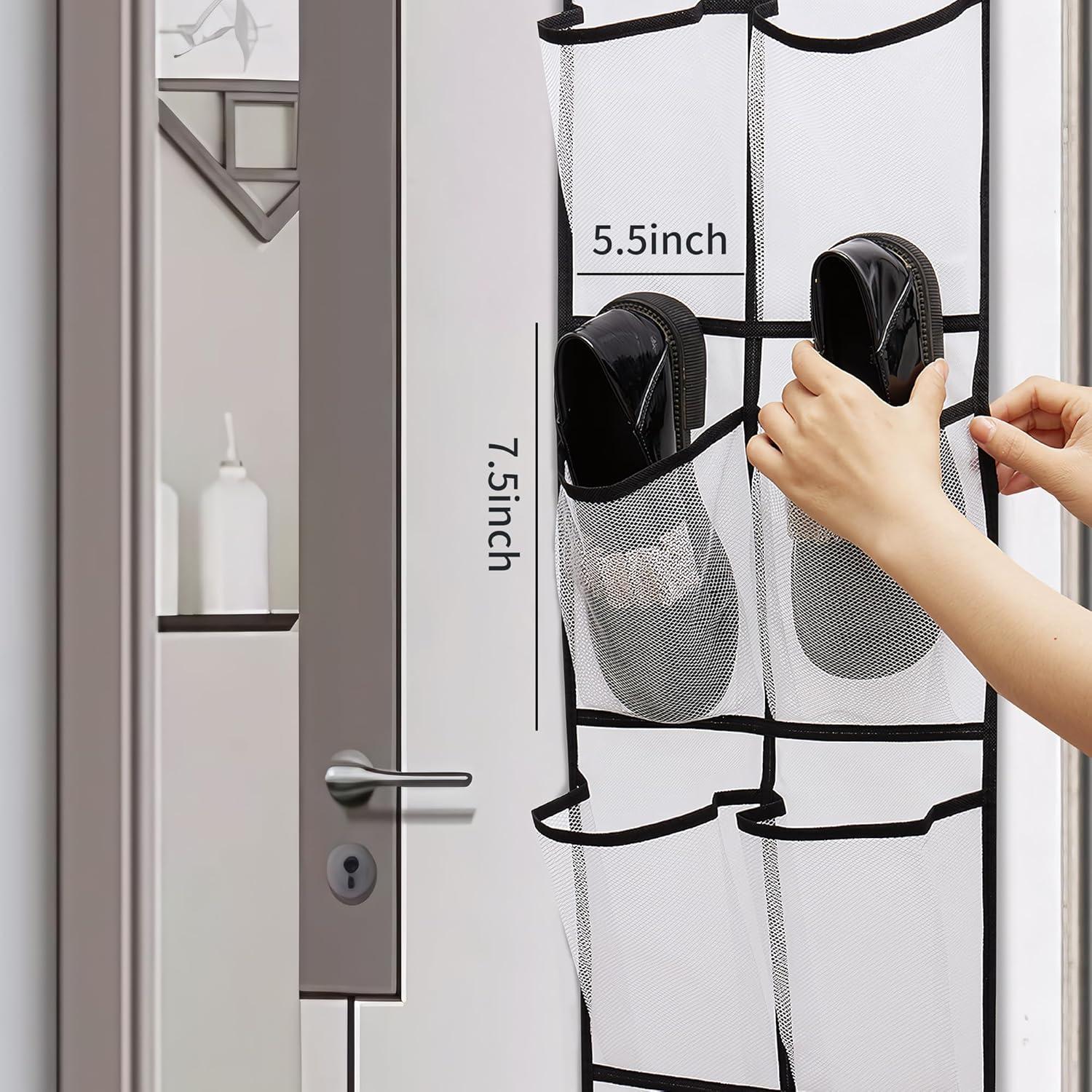 Organizador de Zapatos Colgante PVWSG, 14 Bolsillos Malla, Blanco