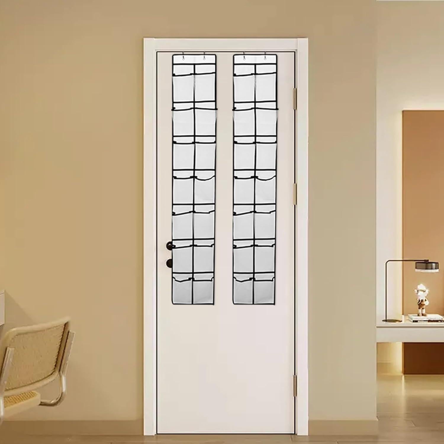 Organizador de Zapatos Colgante PVWSG, 14 Bolsillos Malla, Blanco