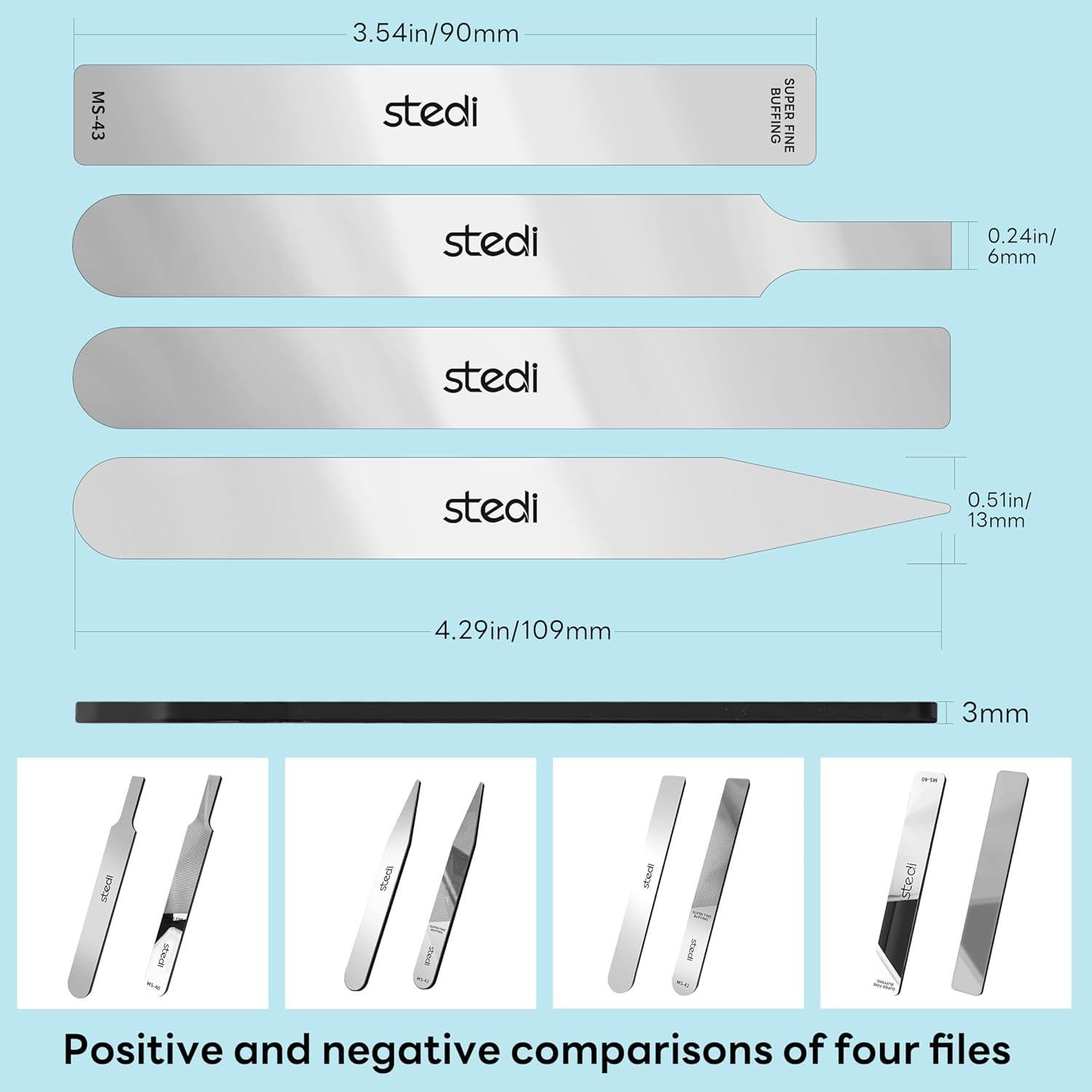 Archivos de Pulido Stedi Hobby 4 PCS #10000 Grit Vidrio