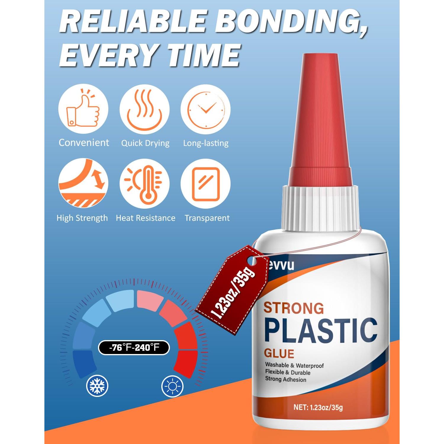 Super Glue Jevvu 35g para Plástico, Adhesivo Multiuso Rápido