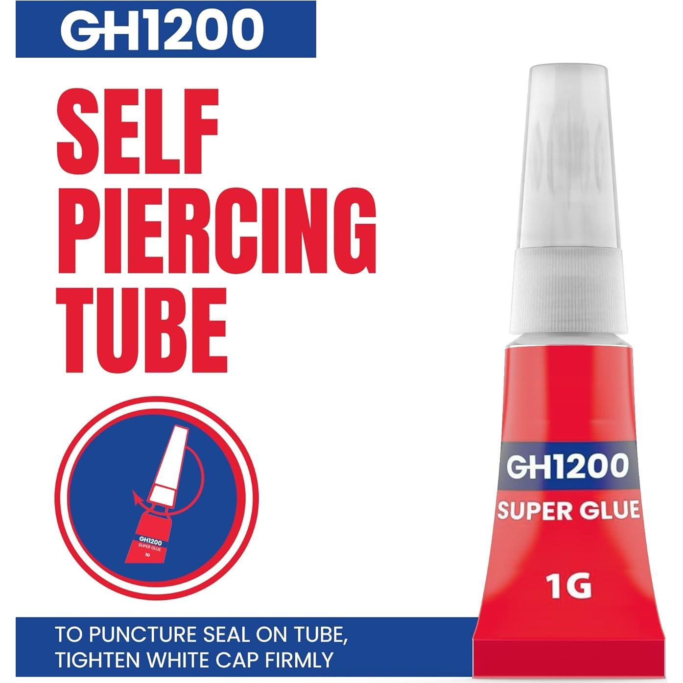 Super Pegamento Multiusos GH 1200 - 12 g, Cianoacrilato Rápido