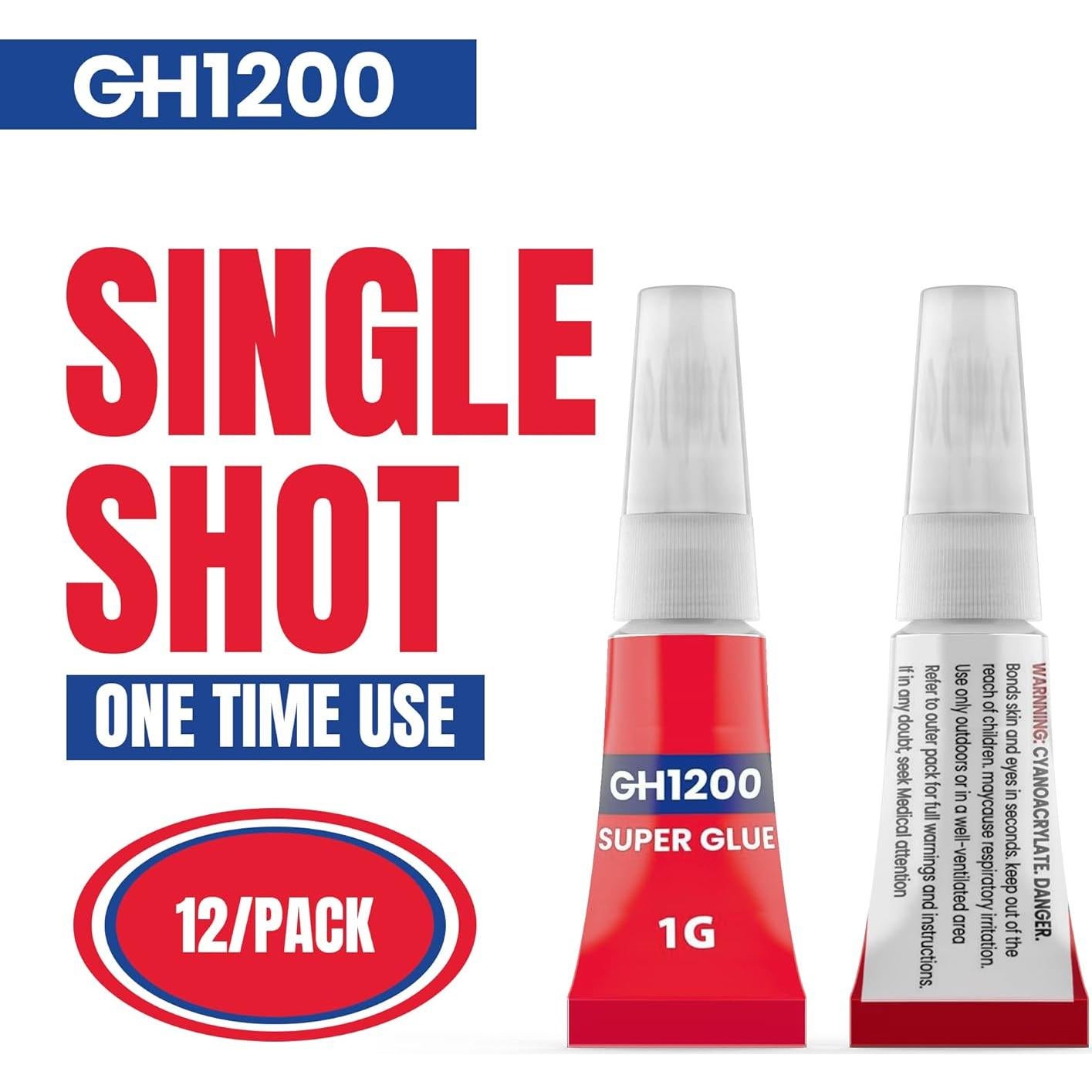 Super Pegamento Multiusos GH 1200 - 12 g, Cianoacrilato Rápido