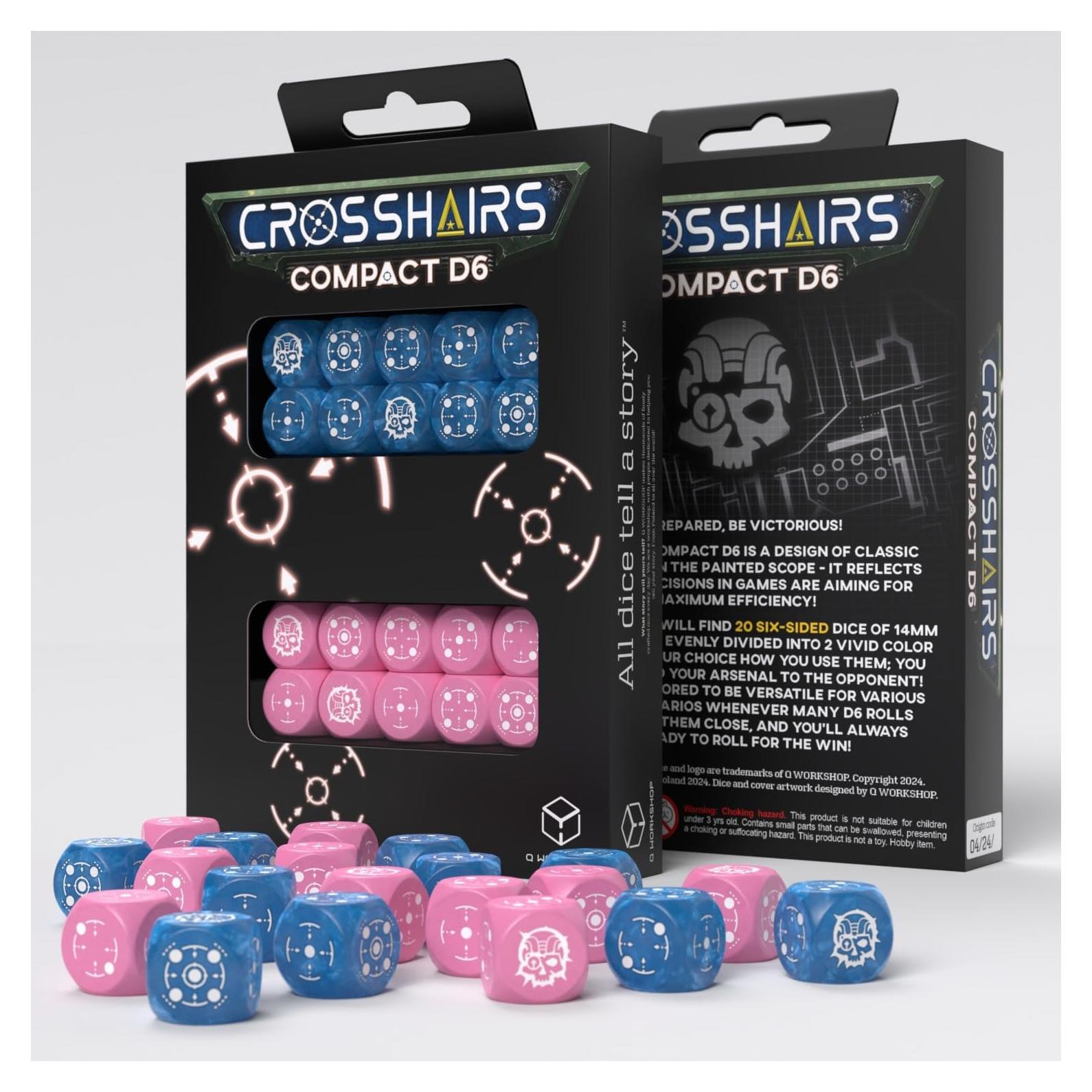 Dados D6 Compactos Q-Workshop Azul y Rosa 20 Piezas 14mm