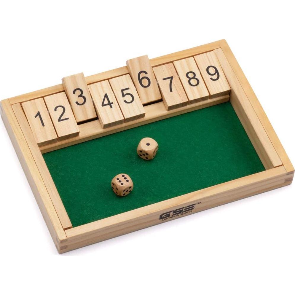Juego de mesa Shut The Box de madera - Set de viaje mini