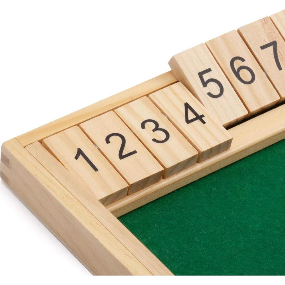 Juego de mesa Shut The Box de madera - Set de viaje mini