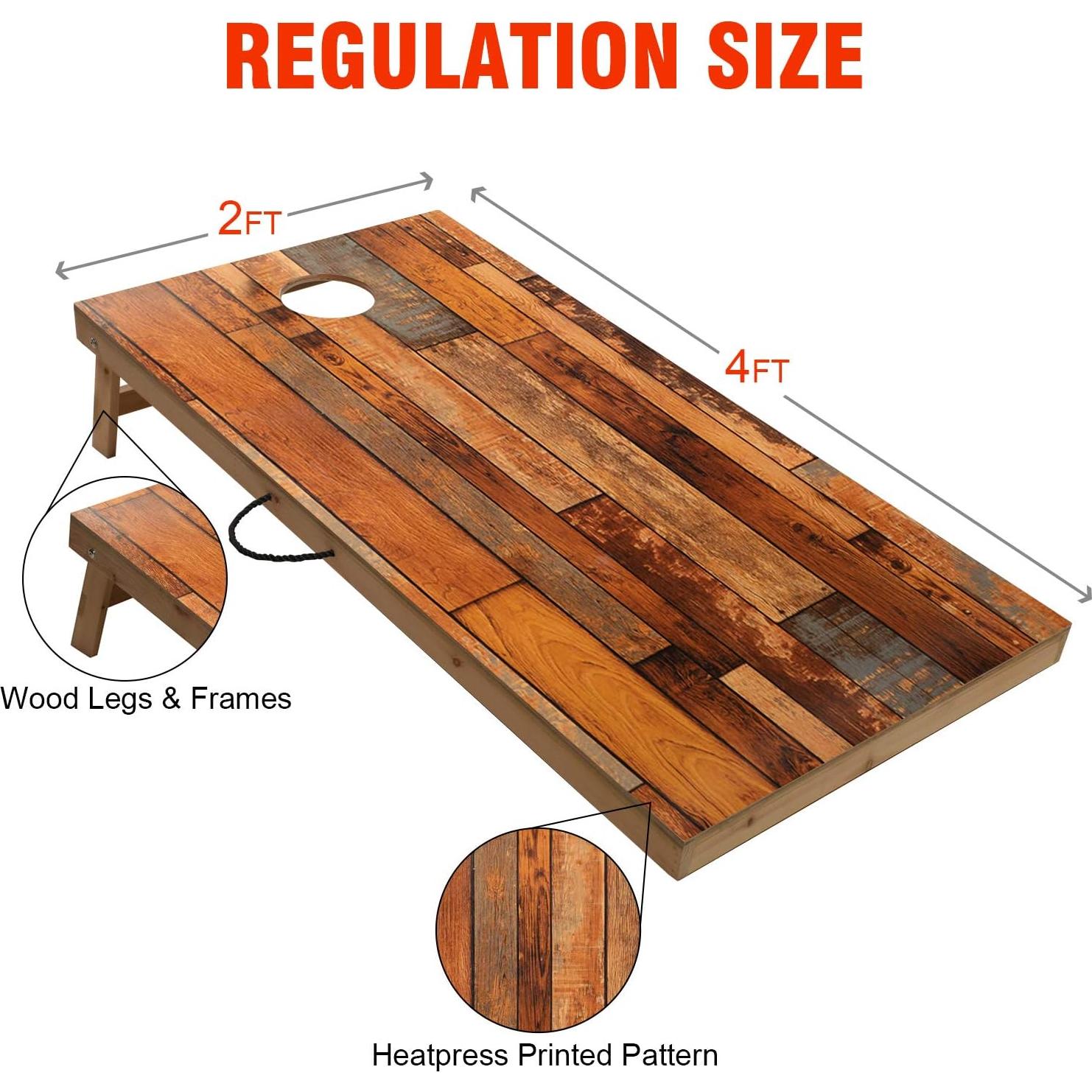 Juego de Cornhole OOFIT de Madera Sólida 2x4 FT con 8 Bolsas