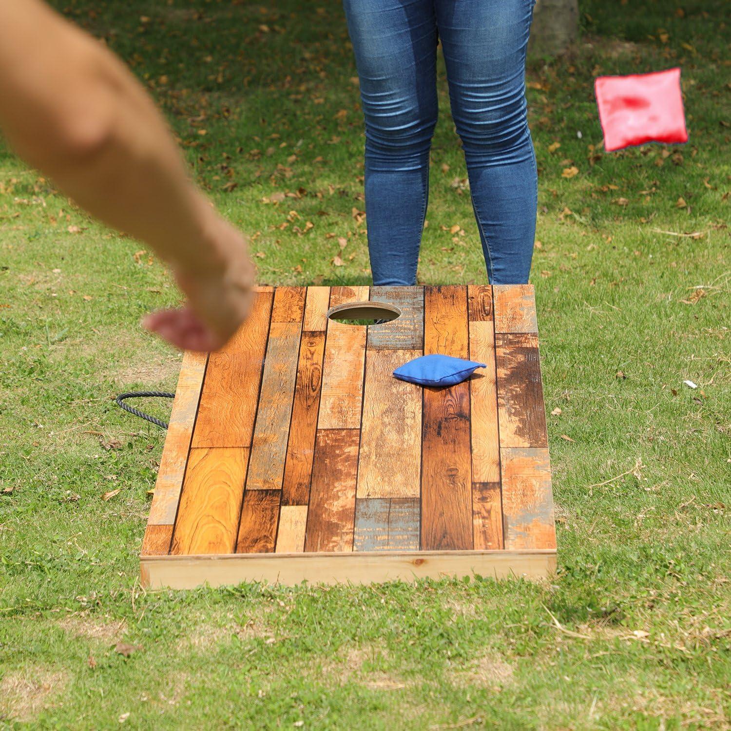 Juego de Cornhole OOFIT de Madera Sólida 2x4 FT con 8 Bolsas