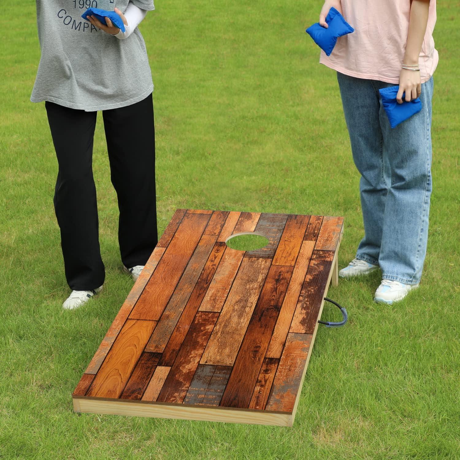 Juego de Cornhole OOFIT de Madera Sólida 2x4 FT con 8 Bolsas