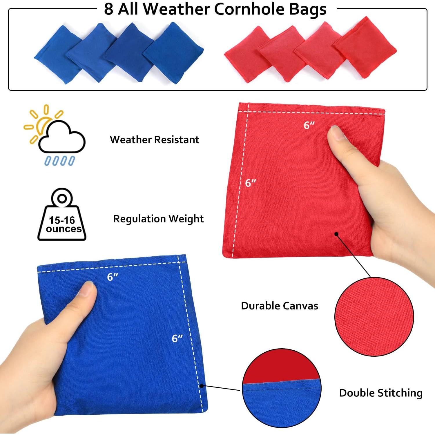 Juego de Cornhole OOFIT de Madera Sólida 2x4 FT con 8 Bolsas