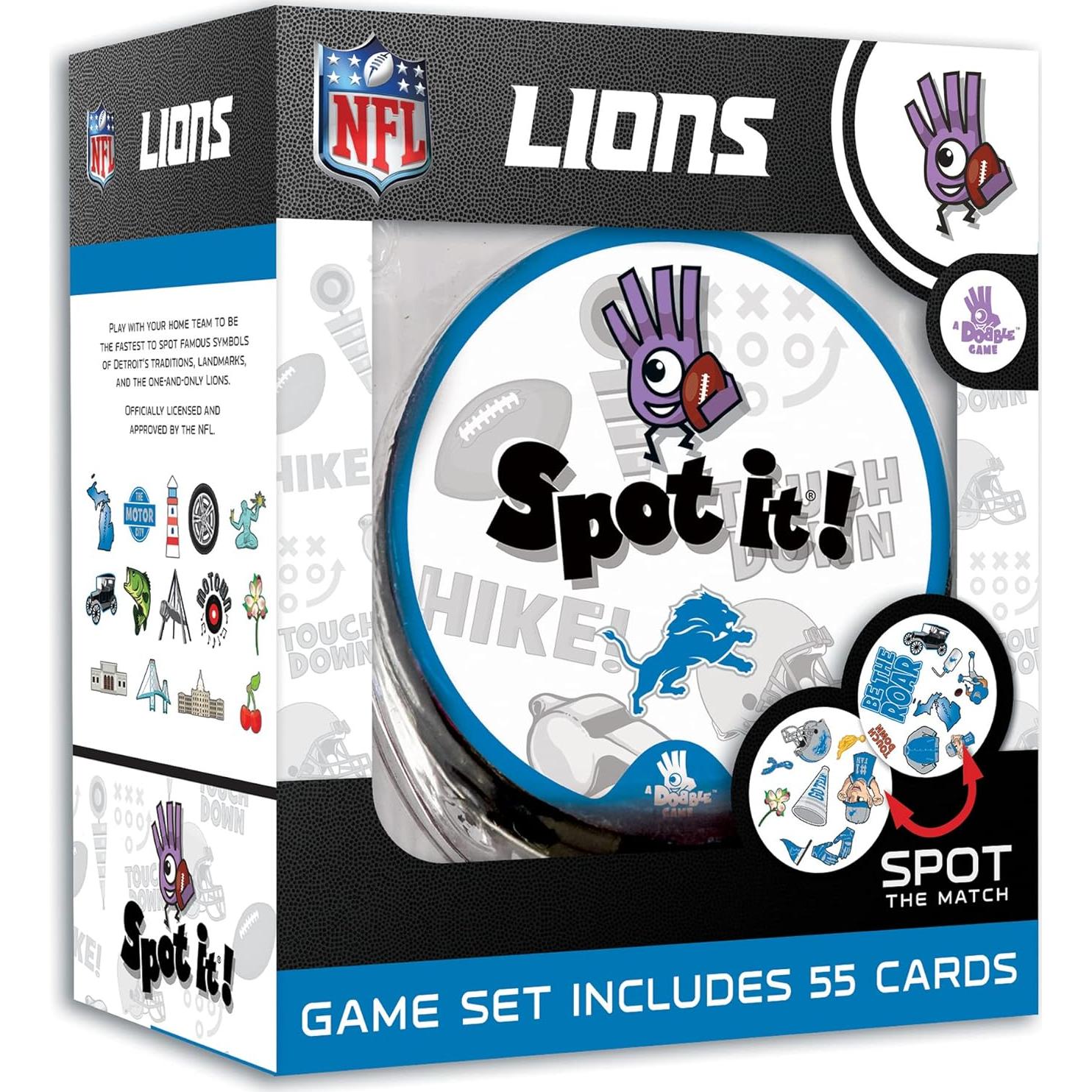 Juego Spot It NFL Detroit Lions - MasterPieces para 2 a 8 Jugadores