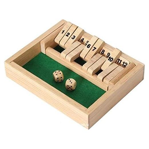 Juego de mesa Shut The Box de madera - Set de viaje 17x13.5 cm