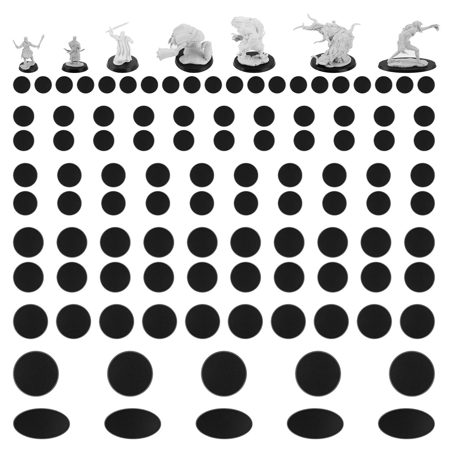 100PCS Bases Miniatura Negras FIGURESLAB 7 Tamaños para Juegos