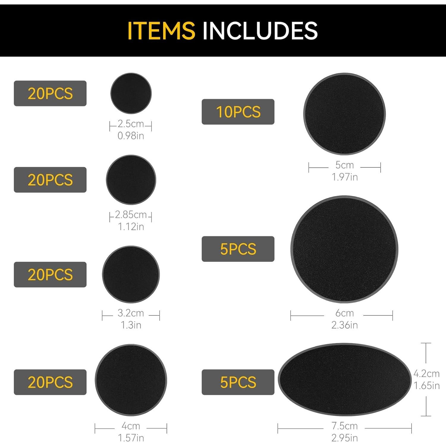 100PCS Bases Miniatura Negras FIGURESLAB 7 Tamaños para Juegos