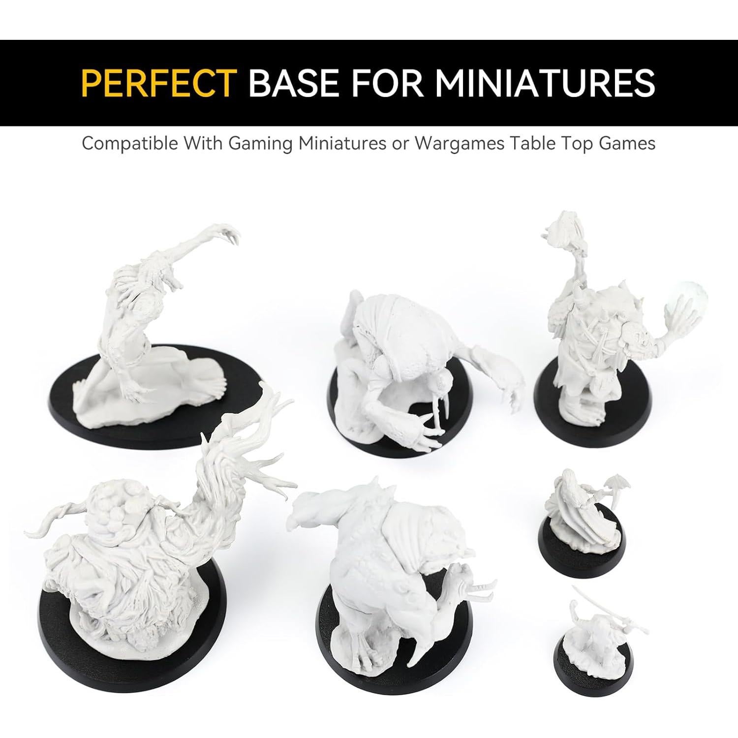 100PCS Bases Miniatura Negras FIGURESLAB 7 Tamaños para Juegos