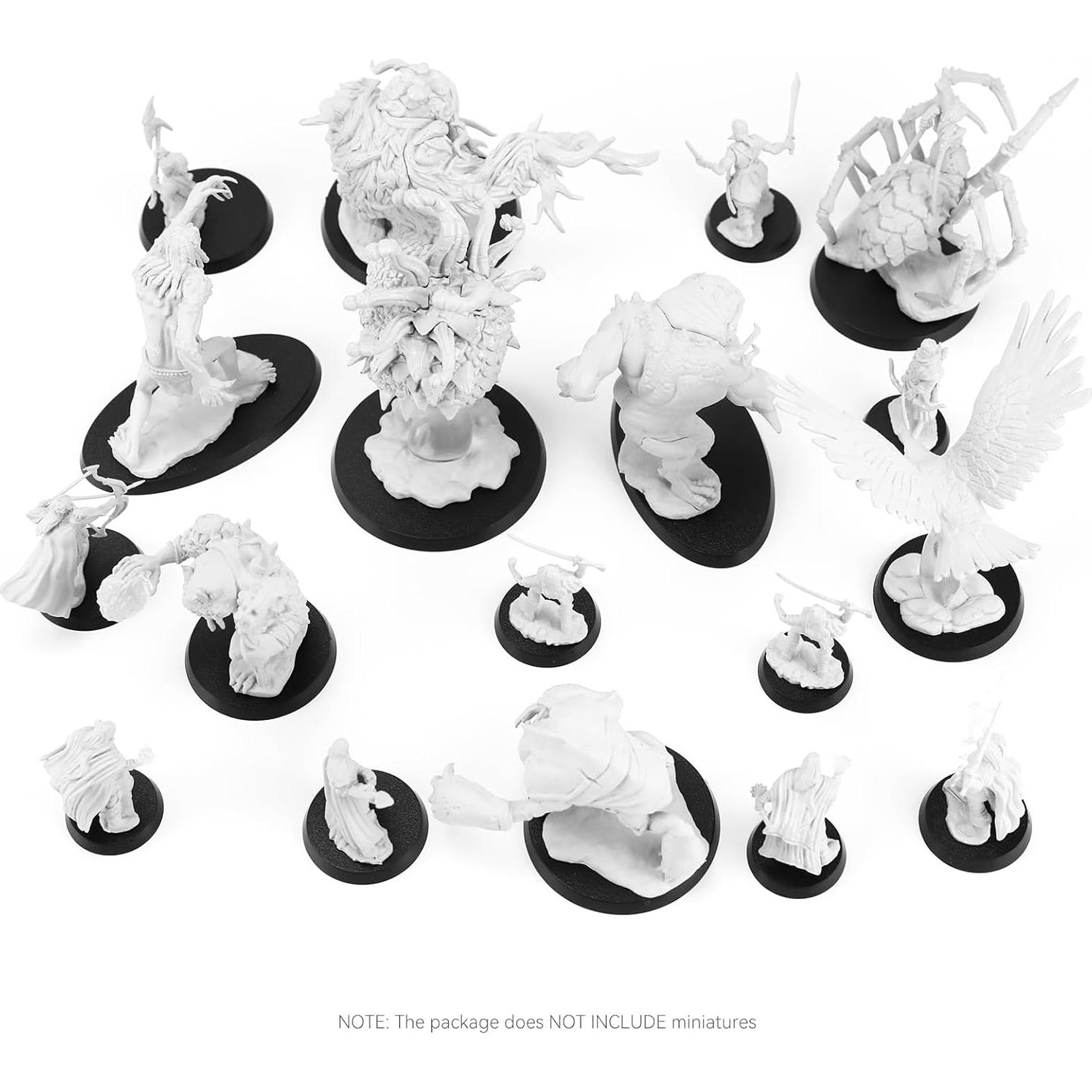 100PCS Bases Miniatura Negras FIGURESLAB 7 Tamaños para Juegos