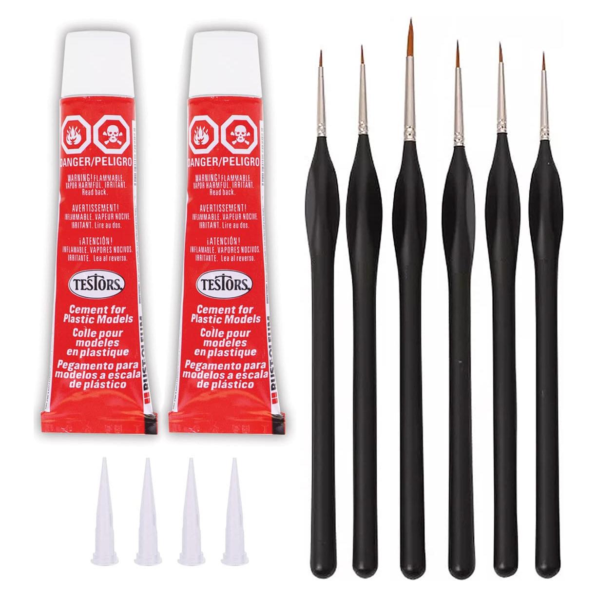 Pegamento Plástico Testors 25.5ml + Pinceles Pixiss Detalle Fino