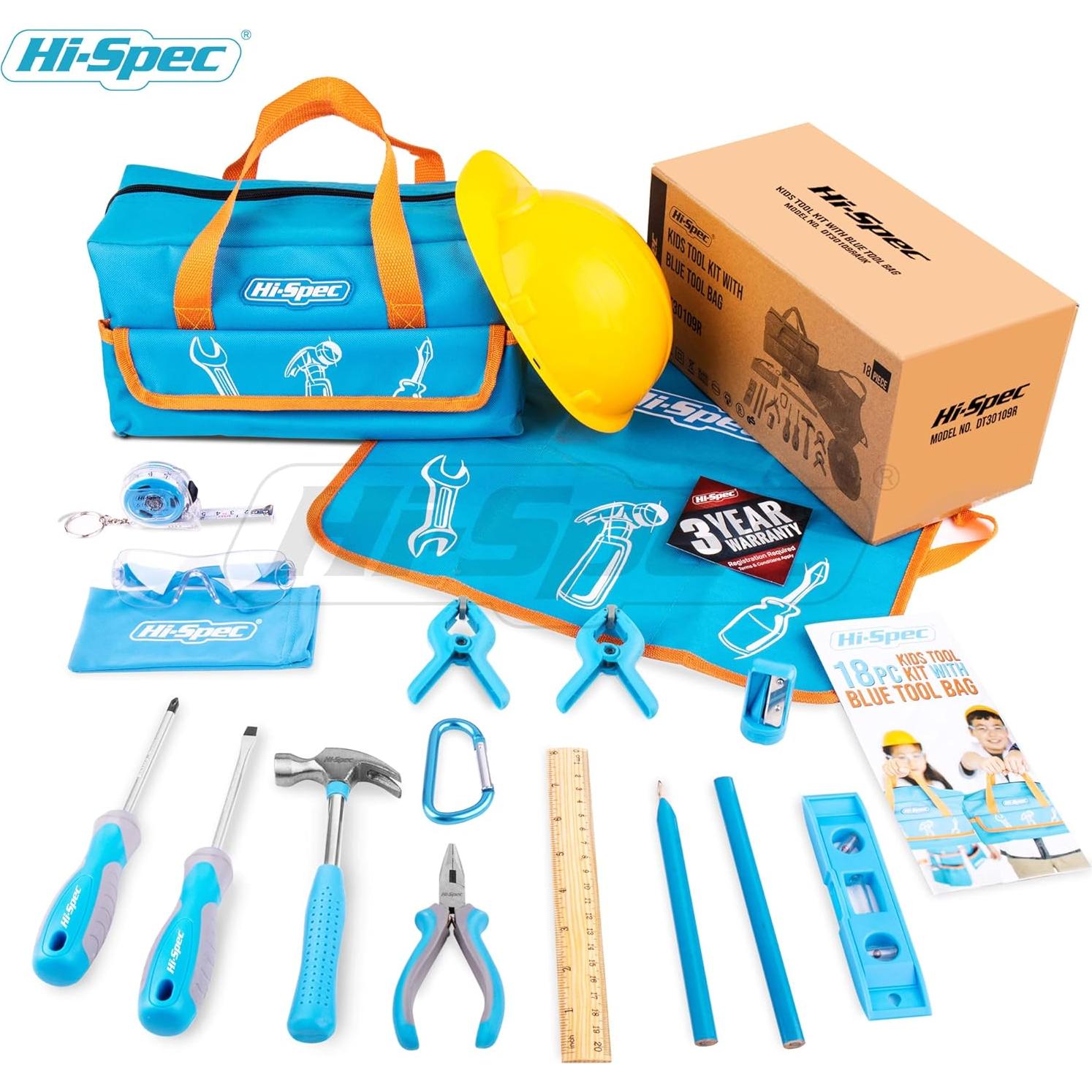Juego de Herramientas Hi-Spec para Niños 18 Piezas con Bolsa Azul