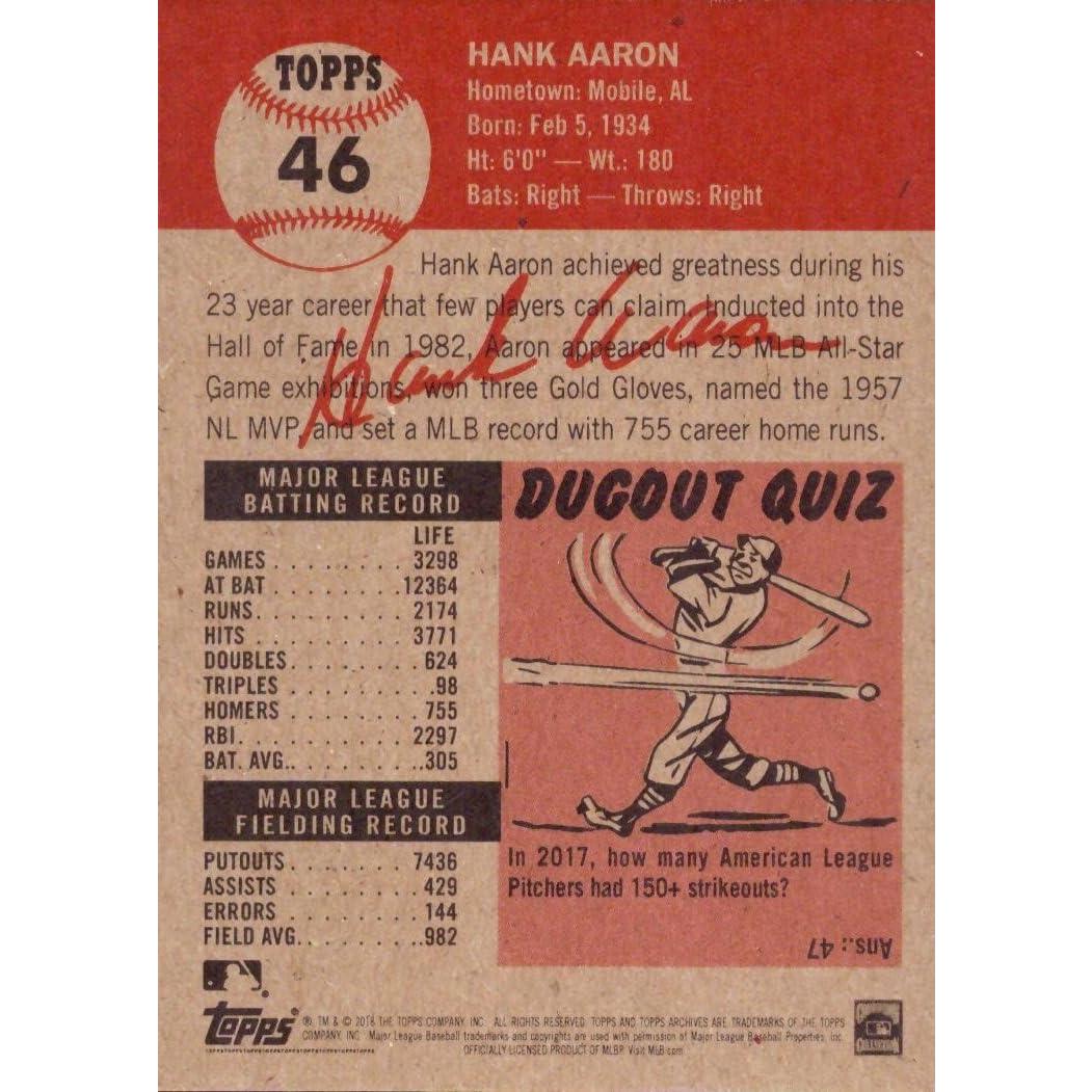 Tarjeta de Béisbol Topps Living Set 2018 Hank Aaron #46