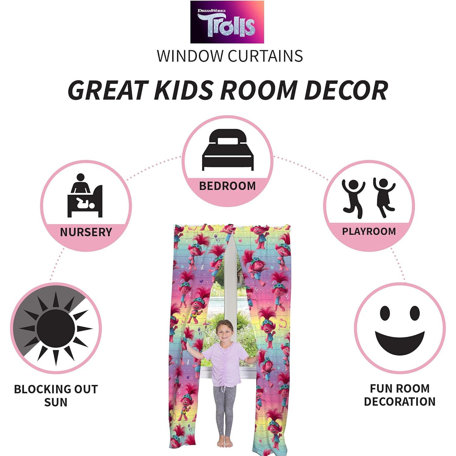 Cortinas de Ventana para Niños Franco 66x175 cm Trolls World Tour