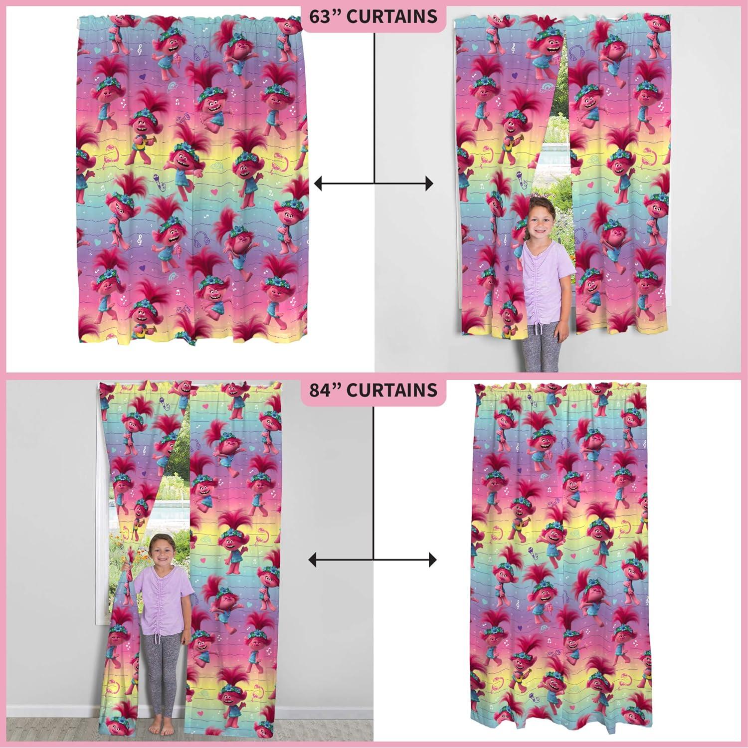 Cortinas de Ventana para Niños Franco 66x175 cm Trolls World Tour