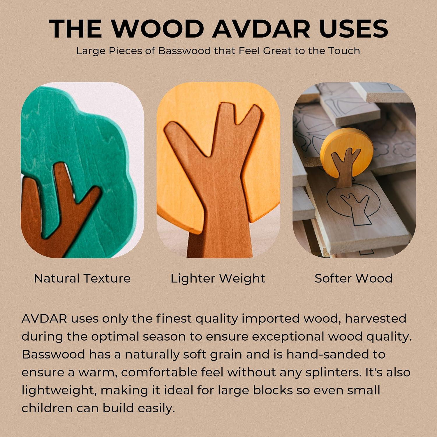 Juego de Bloques de Madera AVDAR - 3 Árboles Hechos a Mano