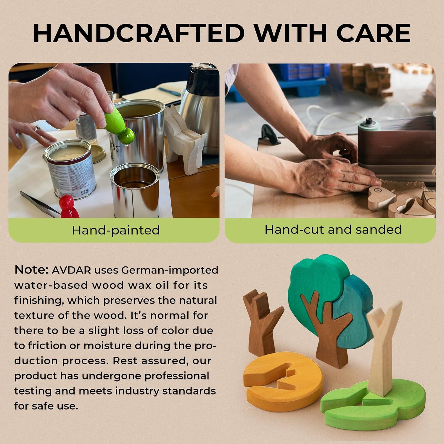 Juego de Bloques de Madera AVDAR - 3 Árboles Hechos a Mano