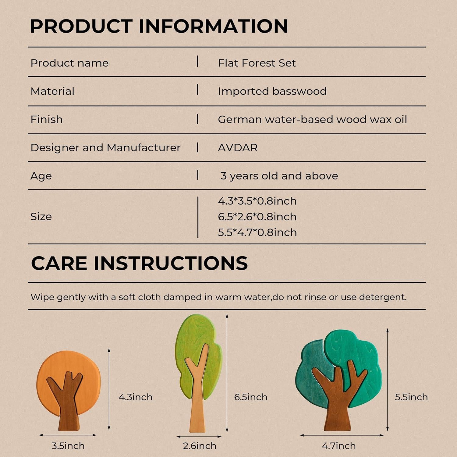 Juego de Bloques de Madera AVDAR - 3 Árboles Hechos a Mano