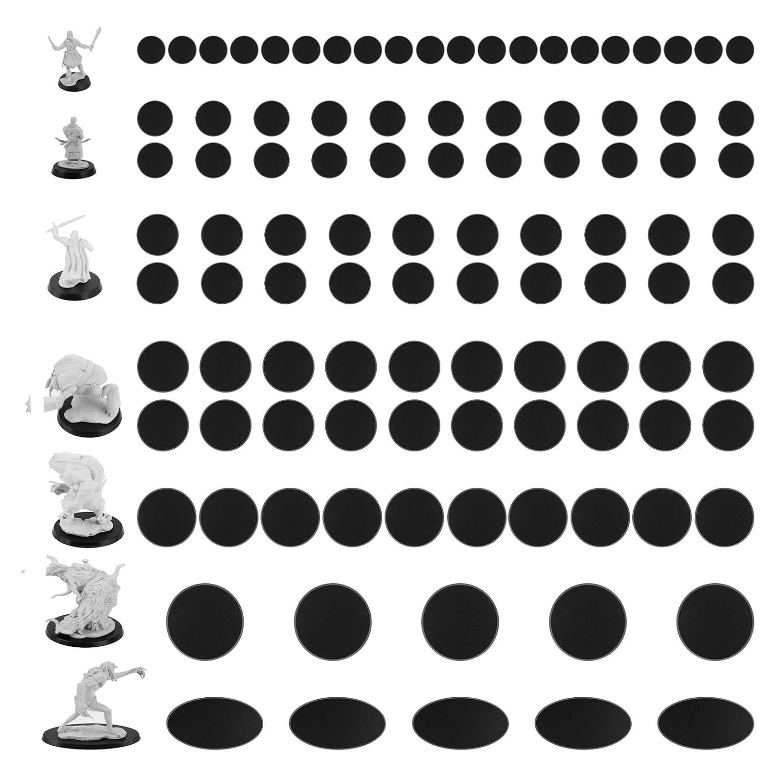 100 Piezas Bases de Acrílico para Miniaturas DisplayMore - 7 Tamaños