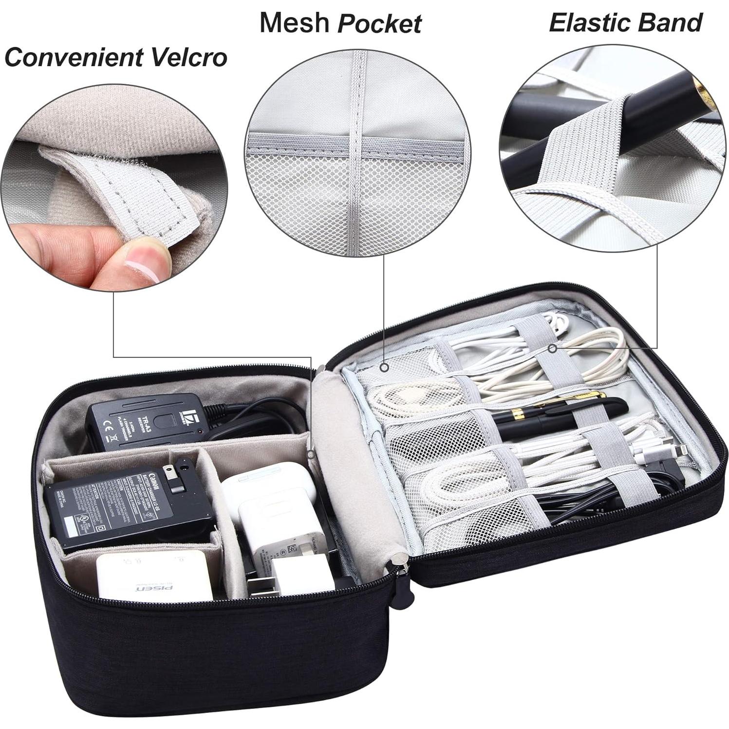 Organizador de Cables VOCUS Grande Portátil Negro 24x10x18cm